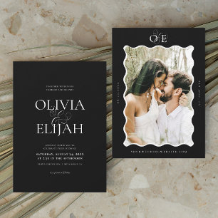Simple Black & White Modern Photo Wedding Invitation