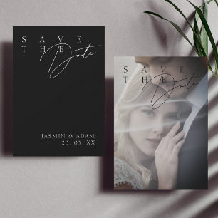 Simple Black White Modern Photo Wedding Save The Date