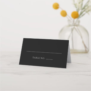 Simple Black & White Modern Wedding Folded Place Card