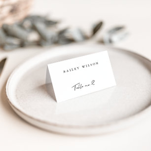 Simple Black & White Modern Wedding Place Card