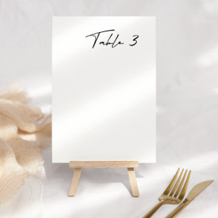 Simple Black & White Modern Wedding Table Number
