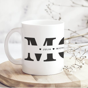 Simple Black White Mom Add Names Coffee Mug
