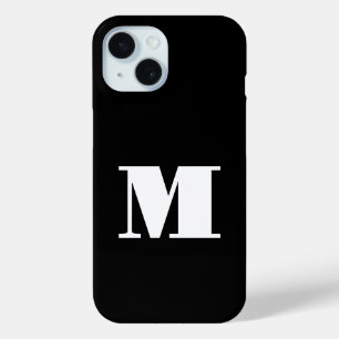 Simple Black & White Monogram iPhone 15 Case