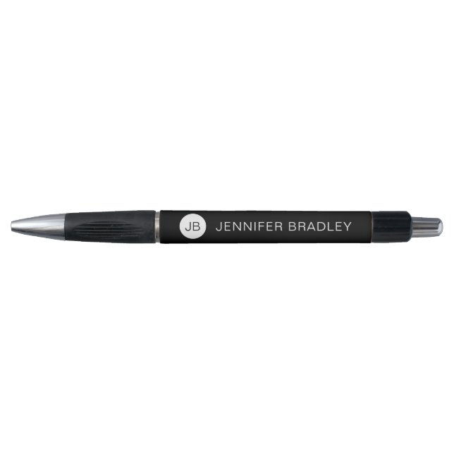 Simple Black White Monogram Custom Name (Front)