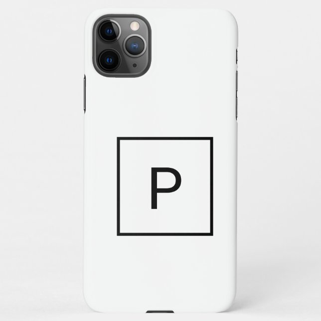SIMPLE BLACK WHITE MONOGRAM CUSTOM PERSONALIZED Ca iPhone Case (Back)