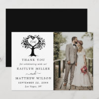 Simple Black & White Monogram Heart Tree Wedding