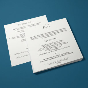 Simple Black & White Monogram Wedding Ceremony Programme