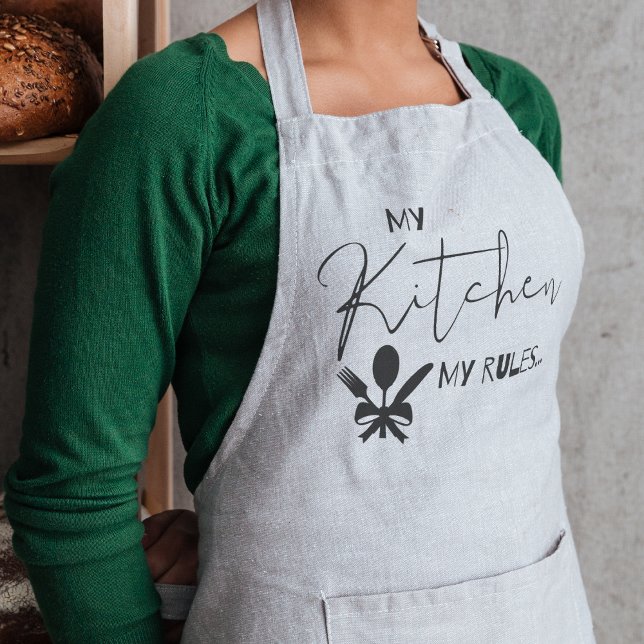Simple Black White MY KITCHEN MY RULES  Apron (Simple Black White MY KITCHEN MY RULES Apron)