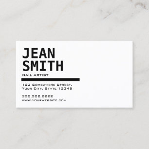 Simple Black & White Nail Art Minimalist Business Card
