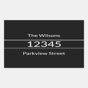 Simple Black & White Name Street Address Mailbox  Rectangular Sticker