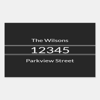 Simple Black & White Name Street Address Mailbox  Rectangular Sticker