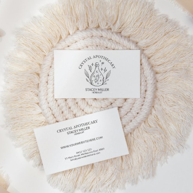 Simple Black & White New Age Apothecary  Business Card (Creator Uploaded)