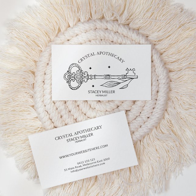 Simple Black & White New Age Apothecary  Business  Card (Creator Uploaded)