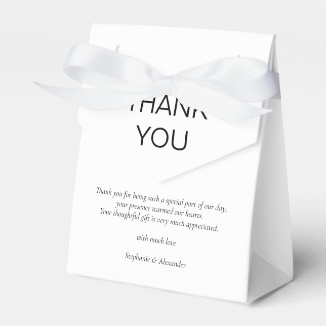 Simple Black White Newlywed Wedding Thank You  Favour Box (Front Side)