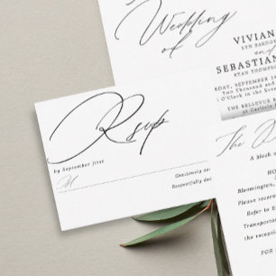 Simple Black White No Meal RSVP Card
