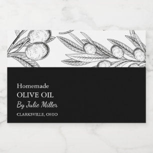 Simple Black & White Olive Oil Label
