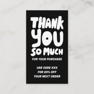 Simple Black&White Order Thank You Social QR Code Business Card