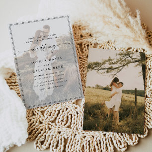 Simple Black & White Overlay Modern Photo Wedding Invitation