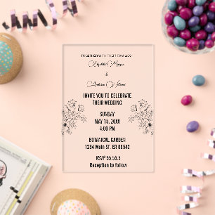 Simple Black & White Overlay Photo Wedding Acrylic Invitations