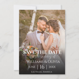 Simple Black & White Overlay Photo Wedding Invitat Invitation