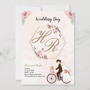 Simple Black & White Overlay Photo Wedding Invitat Invitation