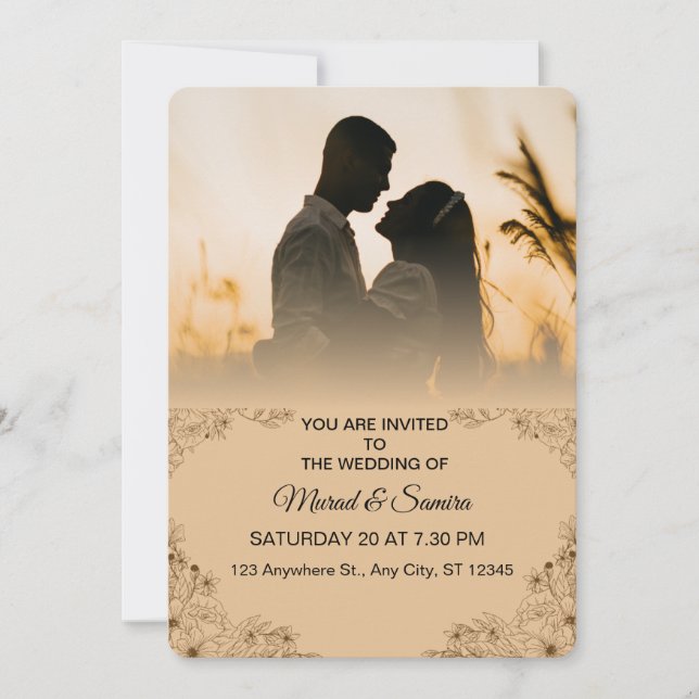 Simple Black & White Overlay Photo Wedding Invitat Invitation (Front)