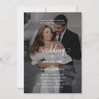 Simple Black & White Overlay Photo Wedding Invitation