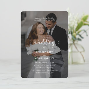 Simple Black & White Overlay Photo Wedding  Invitation