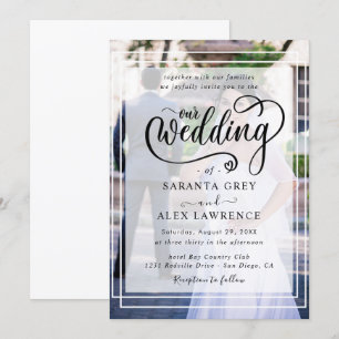 Simple Black & White Overlay Photo Wedding  Invitation