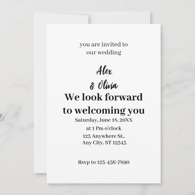 Simple Black & White Overlay Photo Wedding  Invitation (Front)