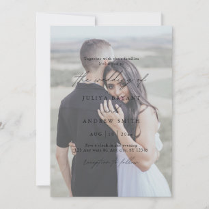Simple Black & White Overlay Photo Wedding Invitation