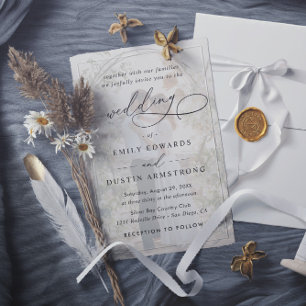 Simple Black & White Overlay Photo Wedding Invitation