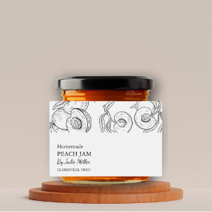 Simple Black & White Peach Jam Label