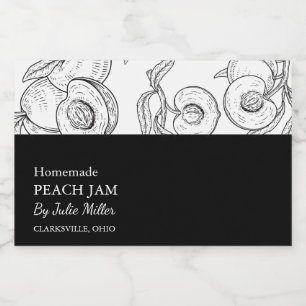 Simple Black & White Peach Jam Label