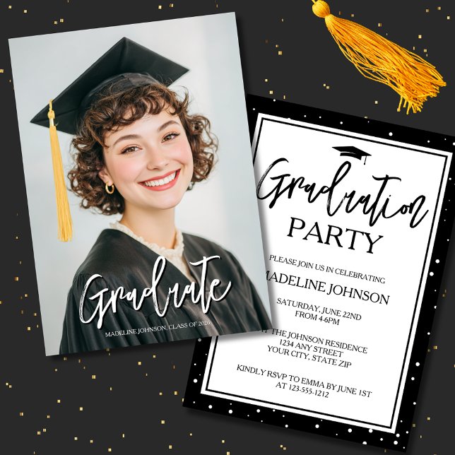 Simple Black & White Photo 2026 Graduation Invitation (Creator Uploaded)