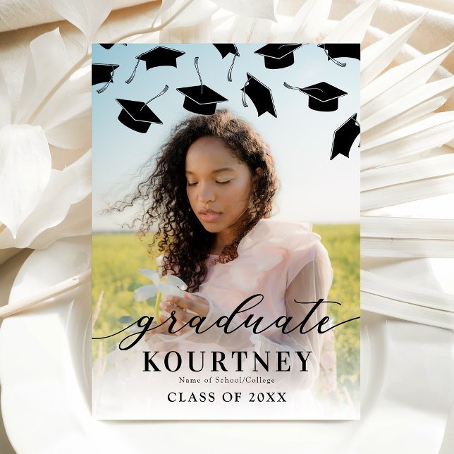 Simple Black White Photo Graduation Invitation (Creator Uploaded)