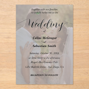 Simple Black & White Photo Overlay Wedding  Acrylic Invitations