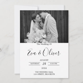 Simple Black & White Photo Wedding Invitation