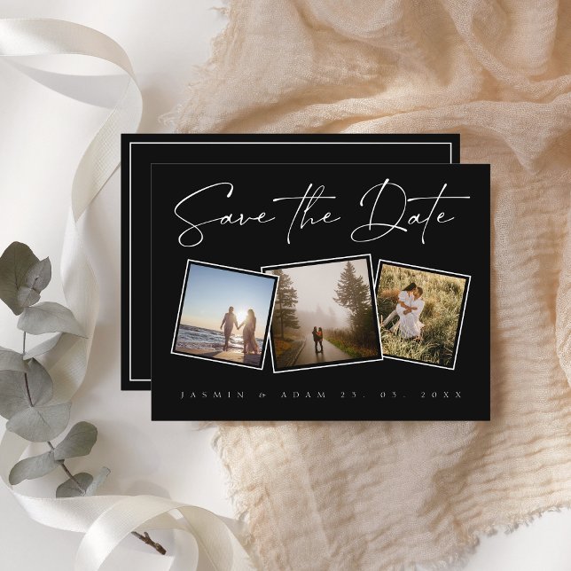 Simple Black White Photo Wedding Save the Date Announcement Postcard (Creator Uploaded)