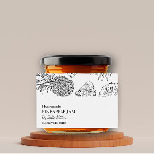 Simple Black & White Pineapple Jam Label