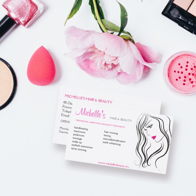  Simple Black White Pink Hair Styling Modern   Business Card (Creator Uploaded)