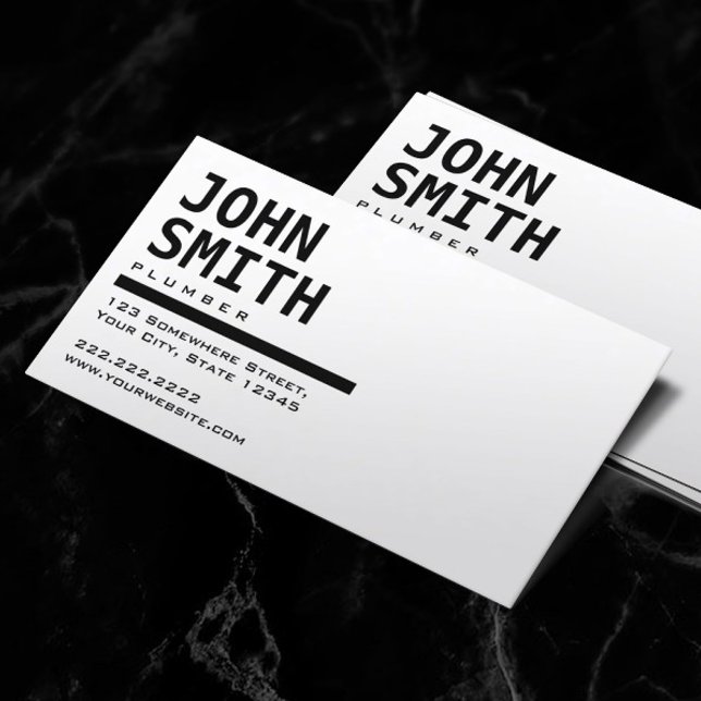 Simple Black & White Plumber Business Card (Creator Uploaded)
