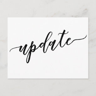 Simple Black White Postponed Wedding Update Notice Postcard