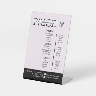 Simple black & white price list pedestal sign