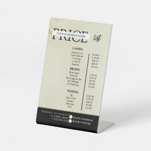 Simple black & white price list pedestal sign