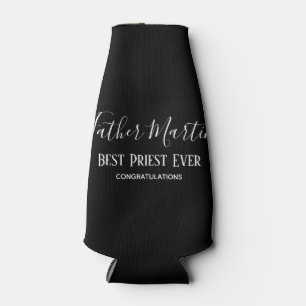 Simple Black White PRIEST PASTOR CLERGY Custom Bottle Cooler