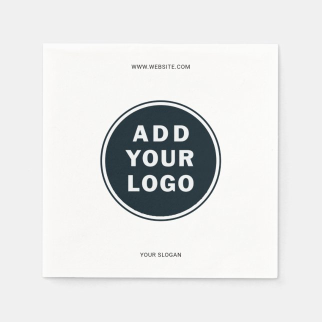 Simple Black White Promotional Logo Napkin (Front)