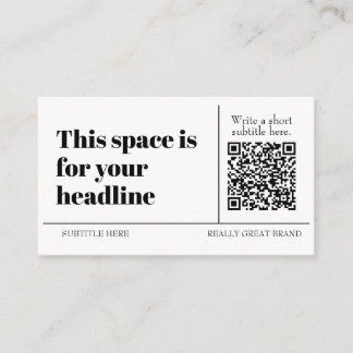 Simple Black & White QR code Customizable Modern Business Card