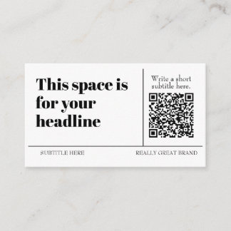 Simple Black & White QR code Customizable Modern Business Card