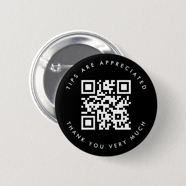Simple Black & White QR Code Tip 6 Cm Round Badge (Front & Back)